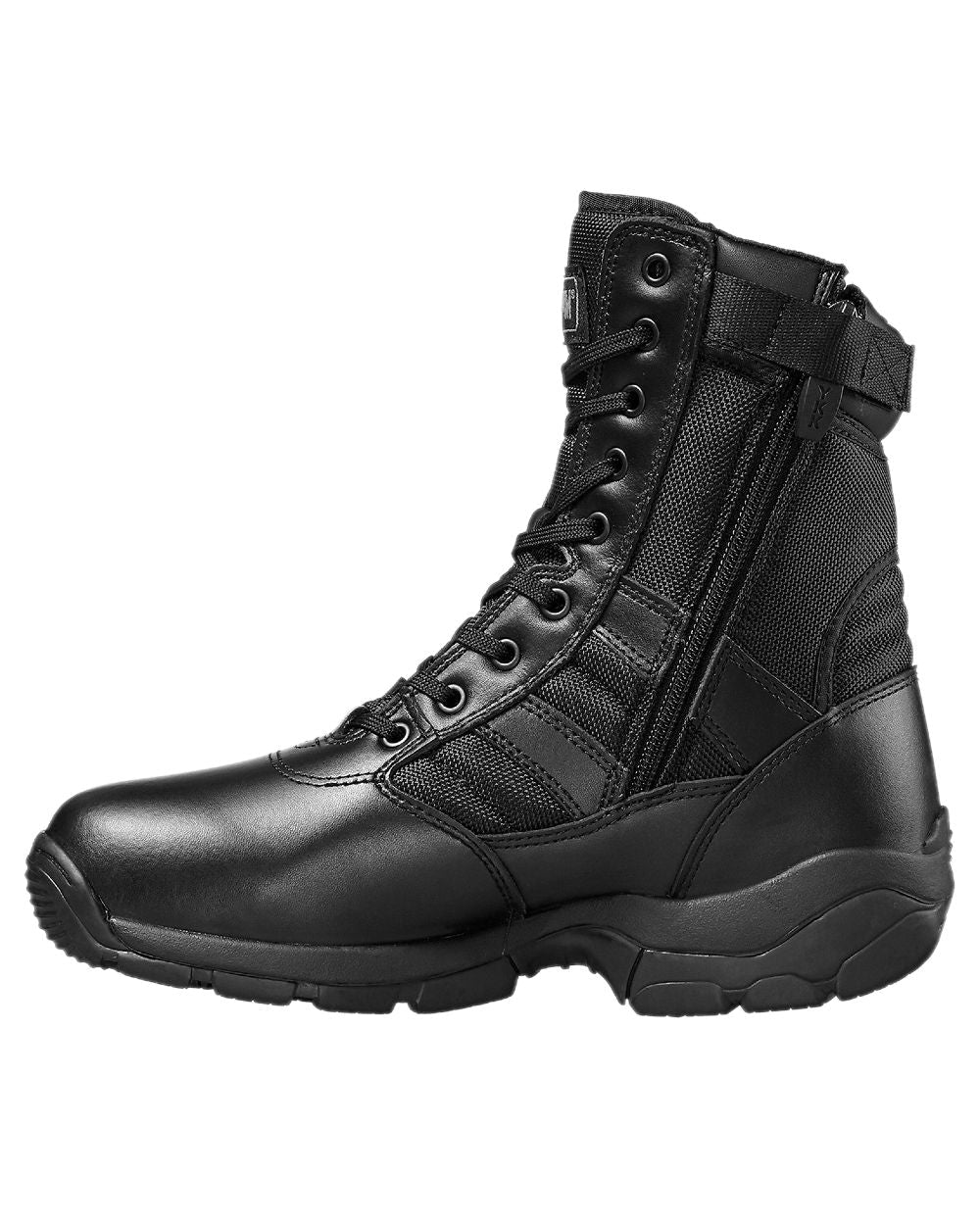 Black Coloured Magnum Mens Panther 8.0 Side-Zip Uniform Boots on white background