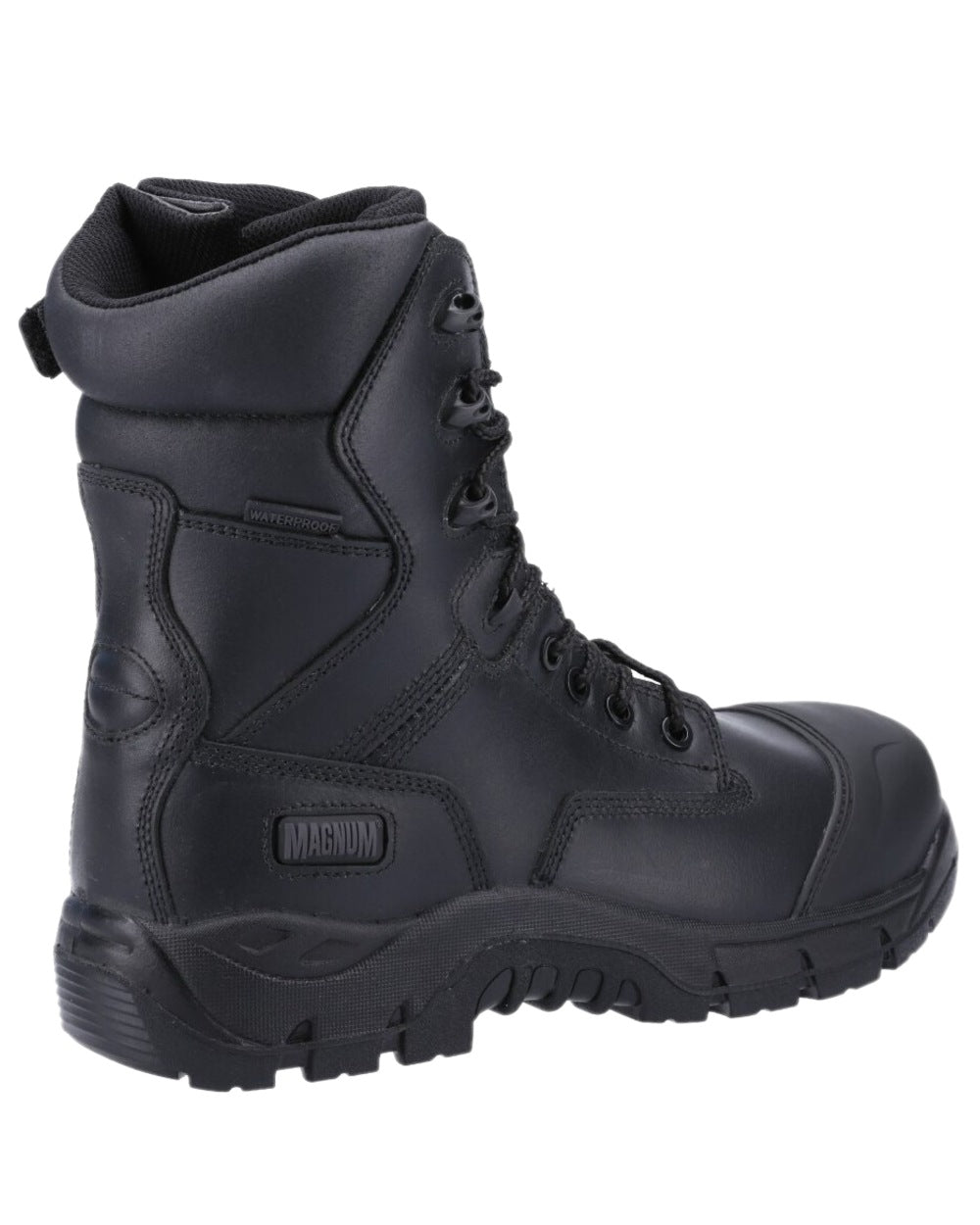Black Coloured Magnum Mens Rigmaster 8.0 Side-Zip CT CP WP Uniform Safety Boots on white background