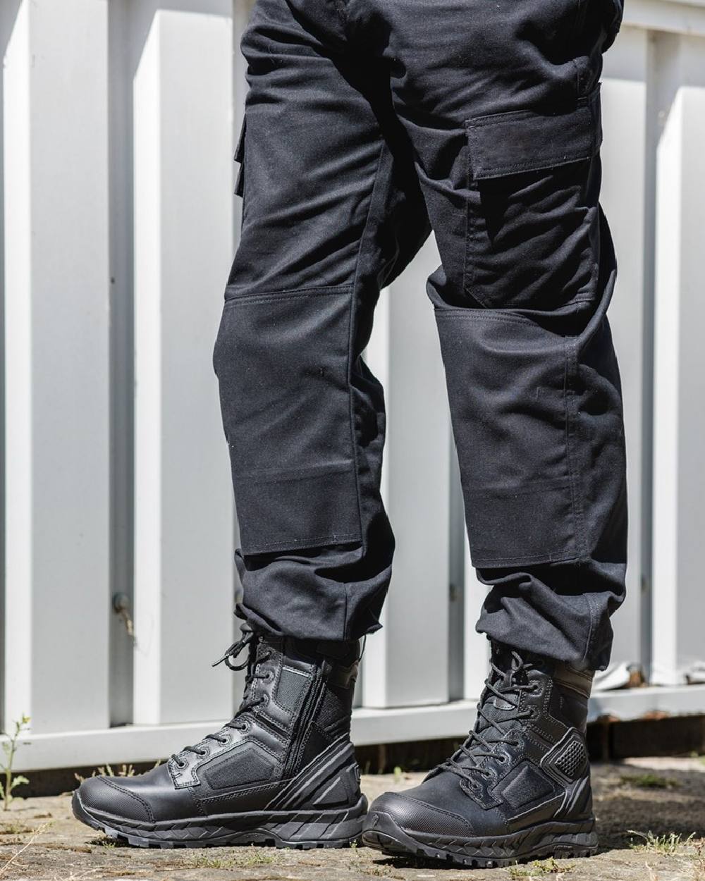 Black Coloured Magnum Mens Spider Exo 8.0 SZ Waterproof Occupational Boots on outdoor background