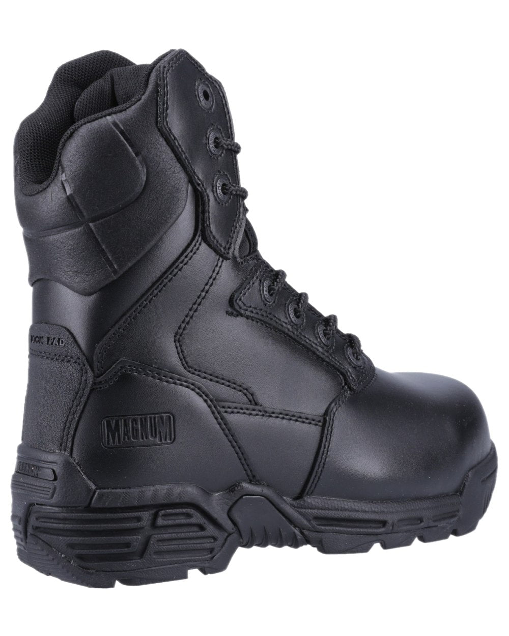 Black Coloured Magnum Mens Stealth Force 8.0 CT CP Uniform Safety Boots on white background