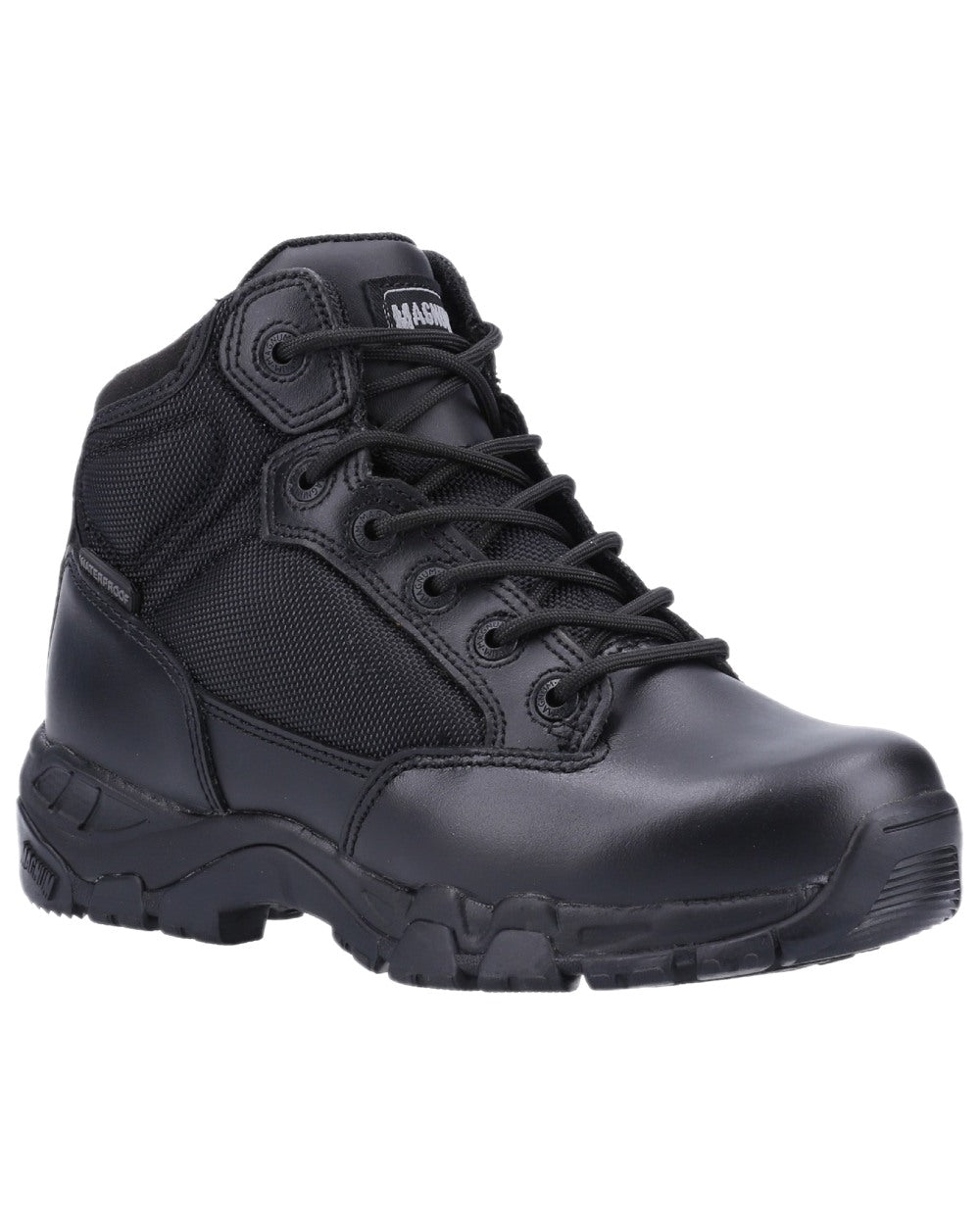 Black Coloured Magnum Mens Viper Pro 5.0 Plus Waterproof Uniform Boots on white background