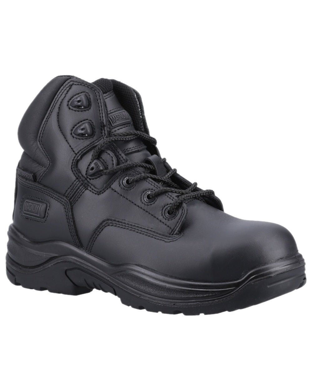 Black Coloured Magnum Responder Side-Zip CT CP Waterproof Uniform Safety Boots on white background