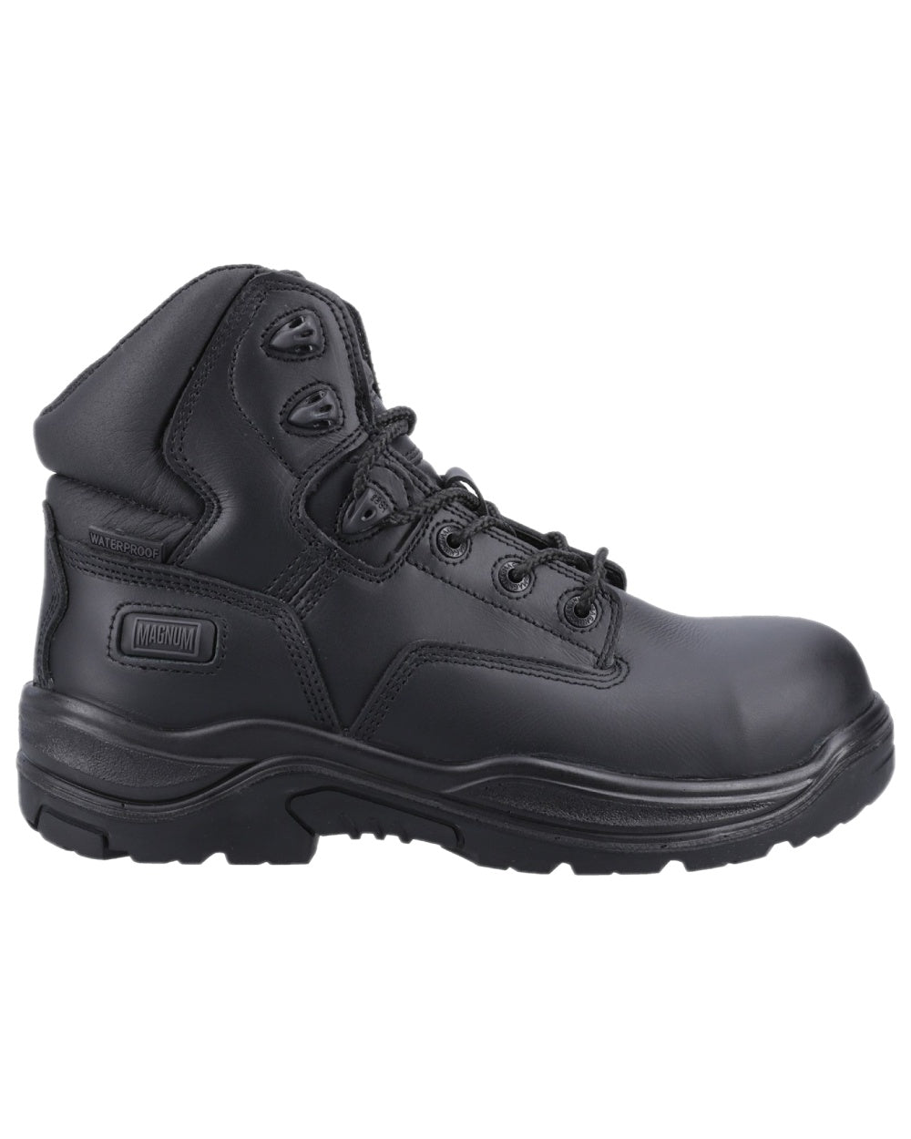 Black Coloured Magnum Responder Side-Zip CT CP Waterproof Uniform Safety Boots on white background