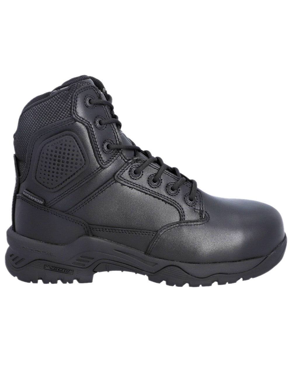 Black Coloured Magnum Strike Force 6.0 Waterproof Boots on white background