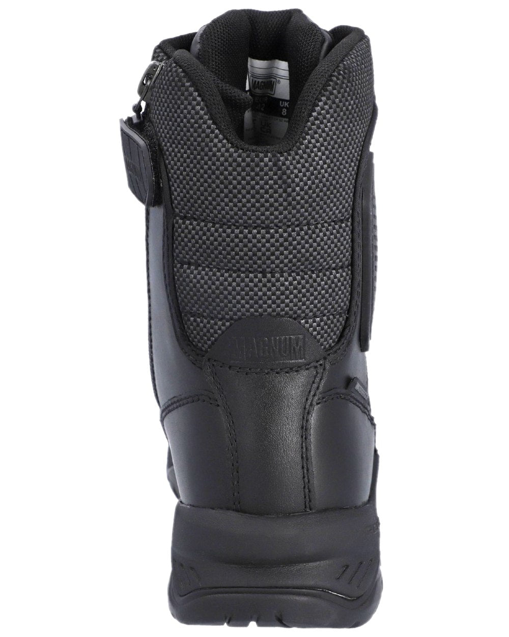 Black Coloured Magnum Strike Force 8.0 Side-Zip CT CP Waterproof Uniform Safety Boots on white background