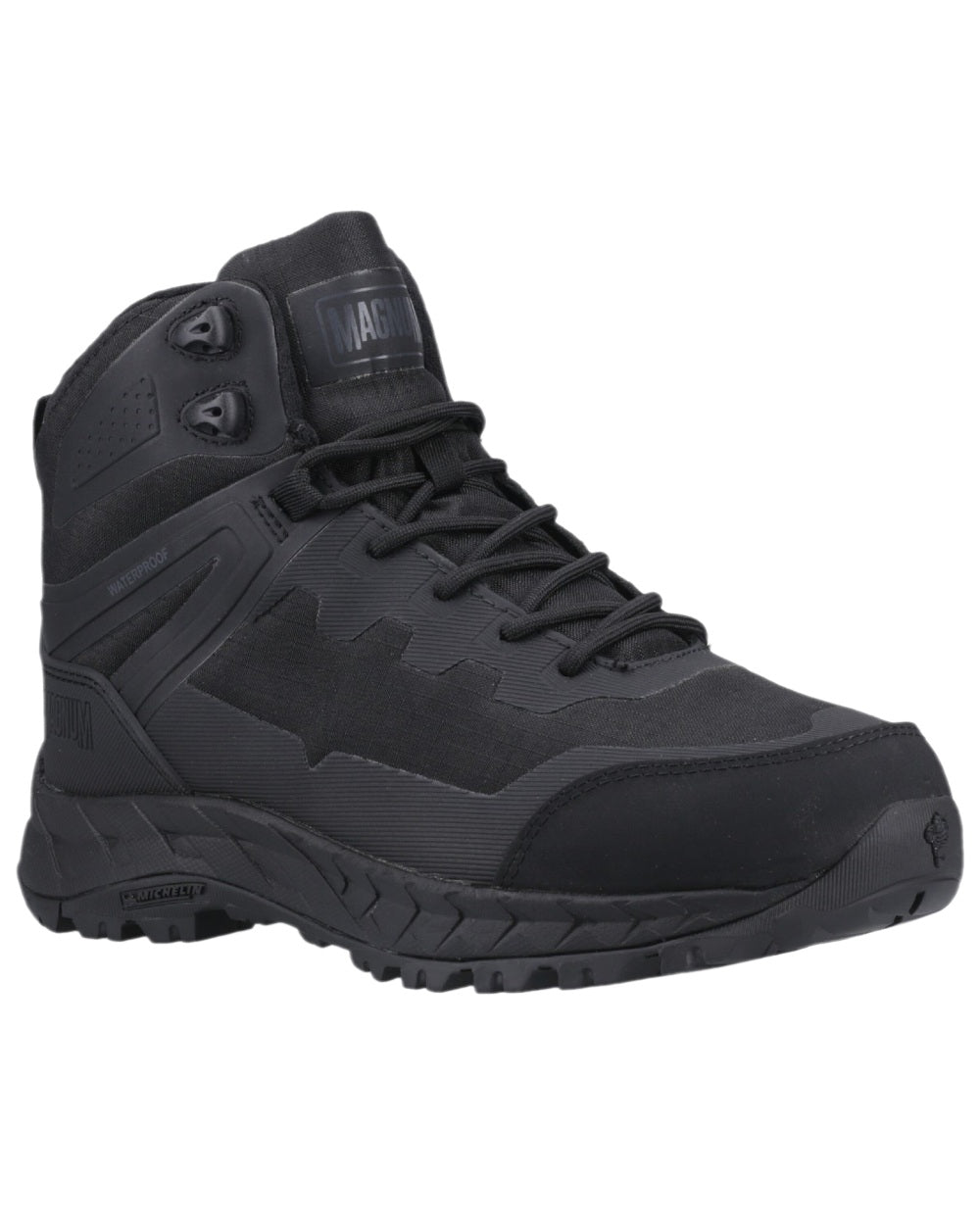 Black Coloured Magnum Ultima Pro 6.0 Waterproof Uniform Boots on white background