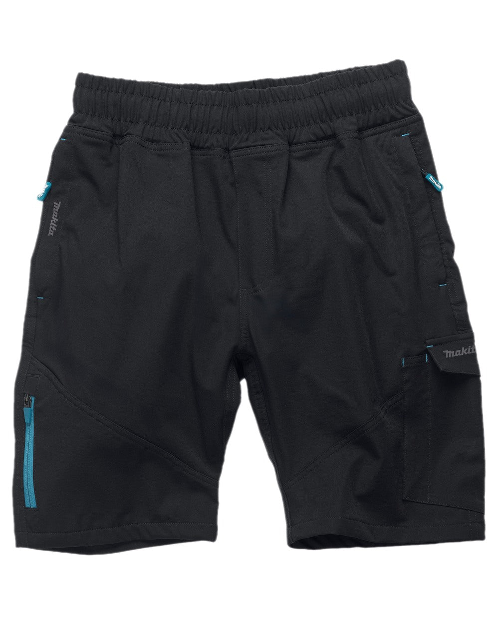 Black Coloured Makita Mens Axis Stretch Shorts on white background