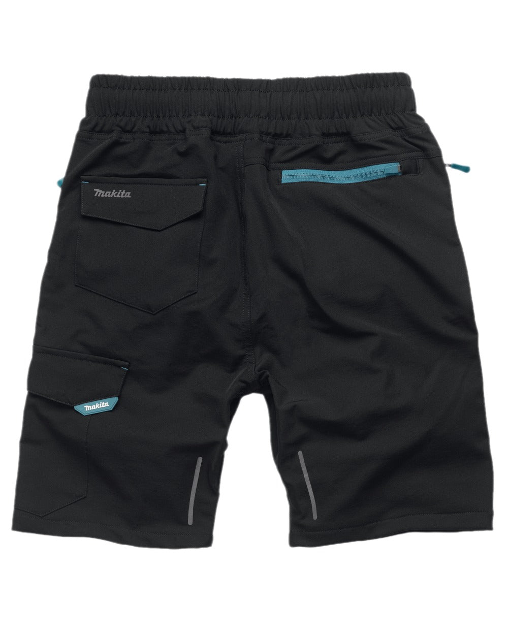 Black Coloured Makita Mens Axis Stretch Shorts on white background