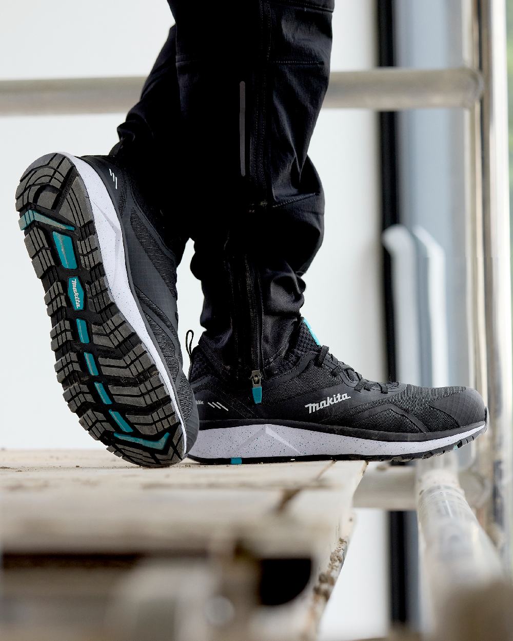 Black Coloured Makita Mens Kobe Safety Trainers on indoor background