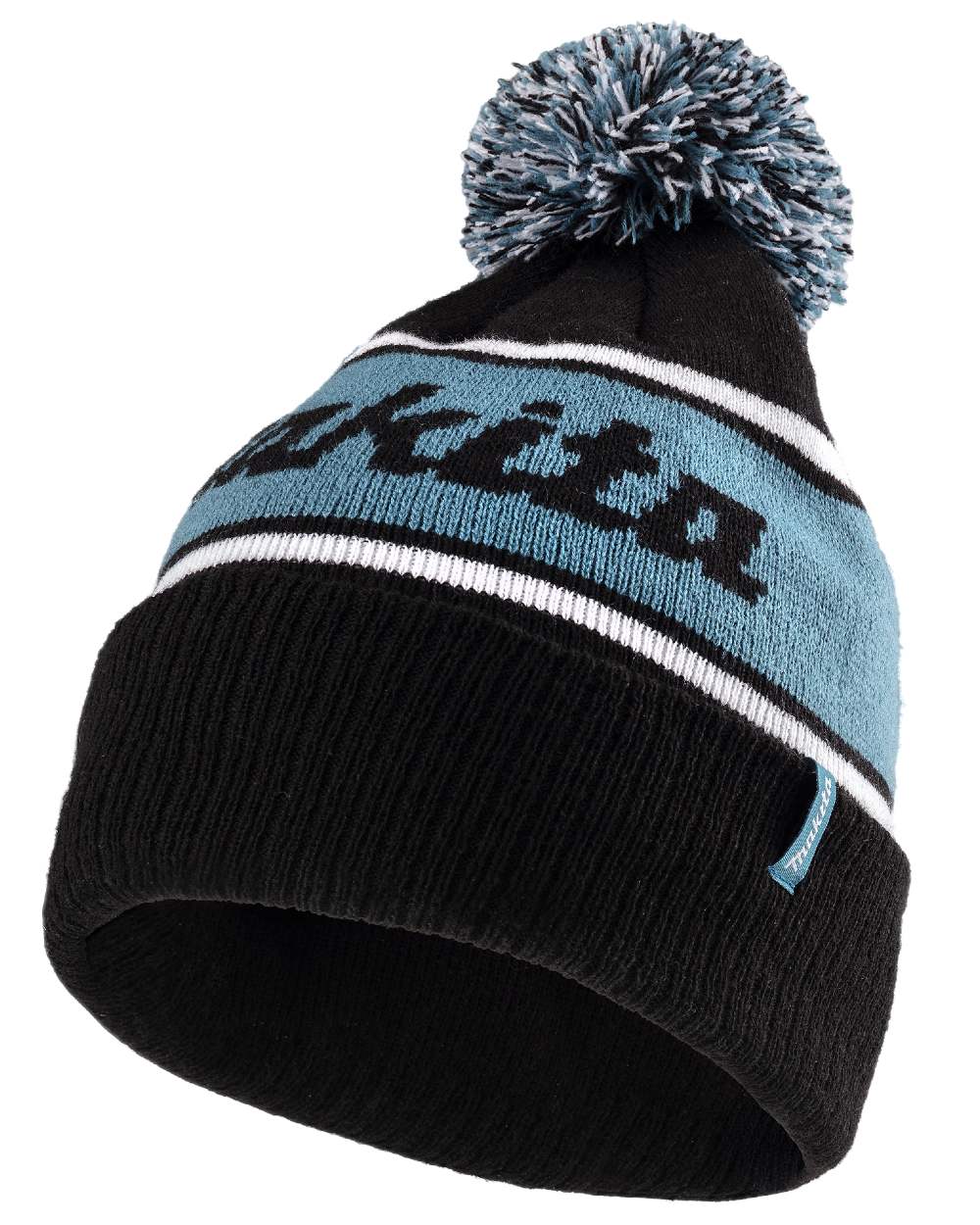 Black Coloured Makita Origin Bobble Hat on white background