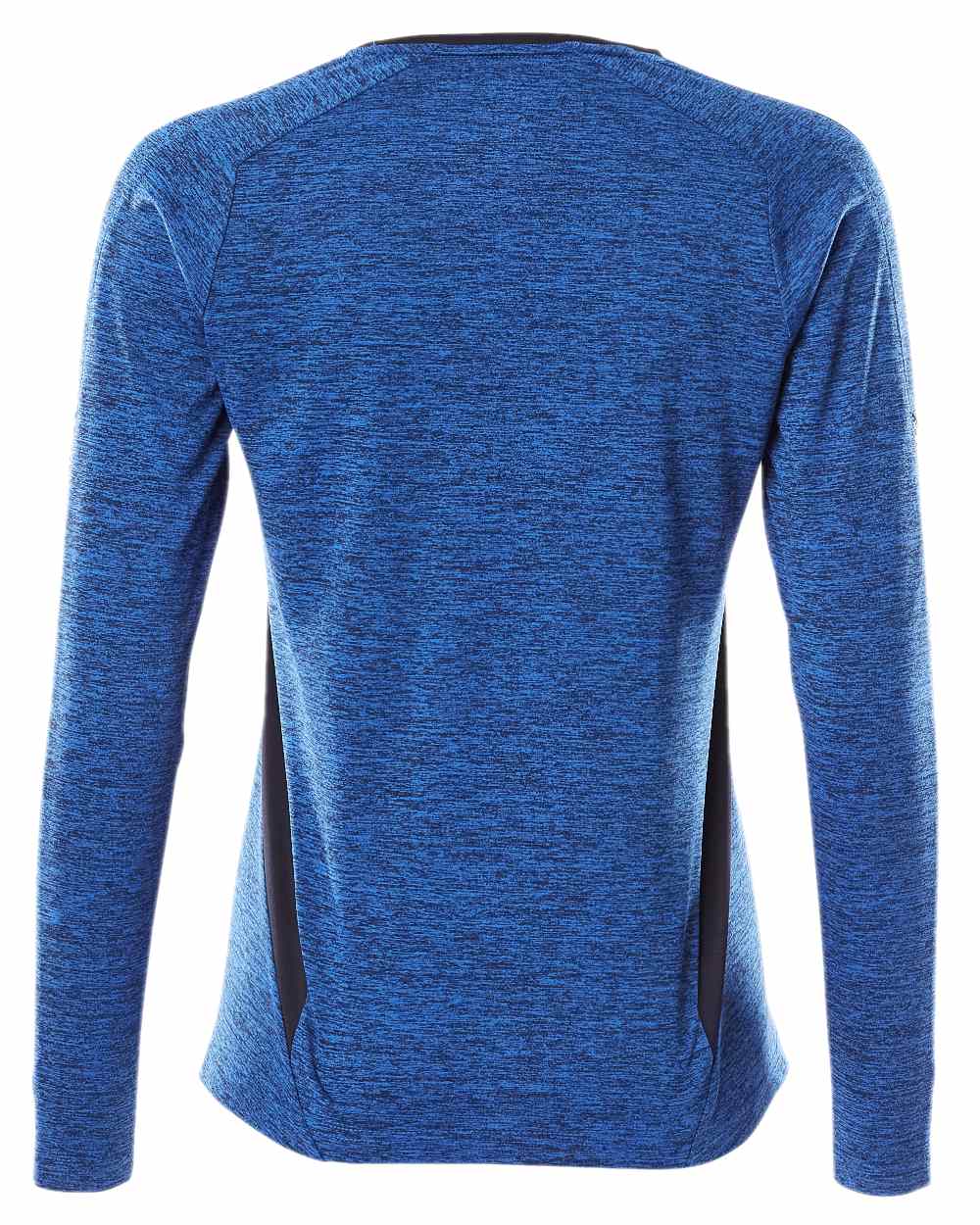 Azure Blue Dark Navy Coloured Mascot Womens Accelerate V-Neck Long Sleeved T-Shirt on white background
