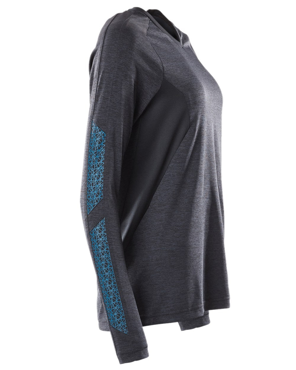 Dark Navy Coloured Mascot Womens Accelerate V-Neck Long Sleeved T-Shirt on white background