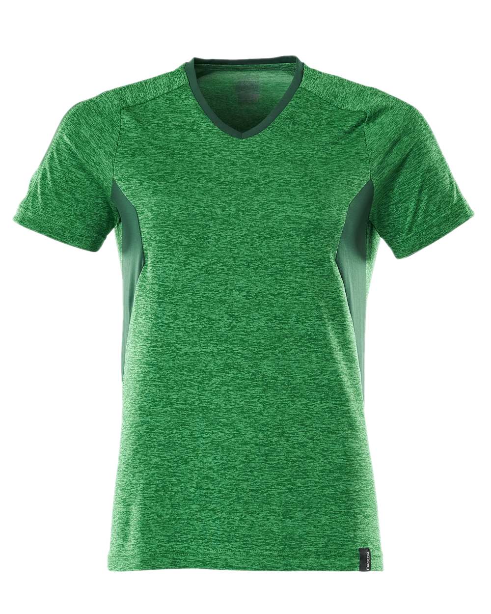 Grass Green Coloured Mascot Womens Accelerate V-Neck T-Shirt on white background