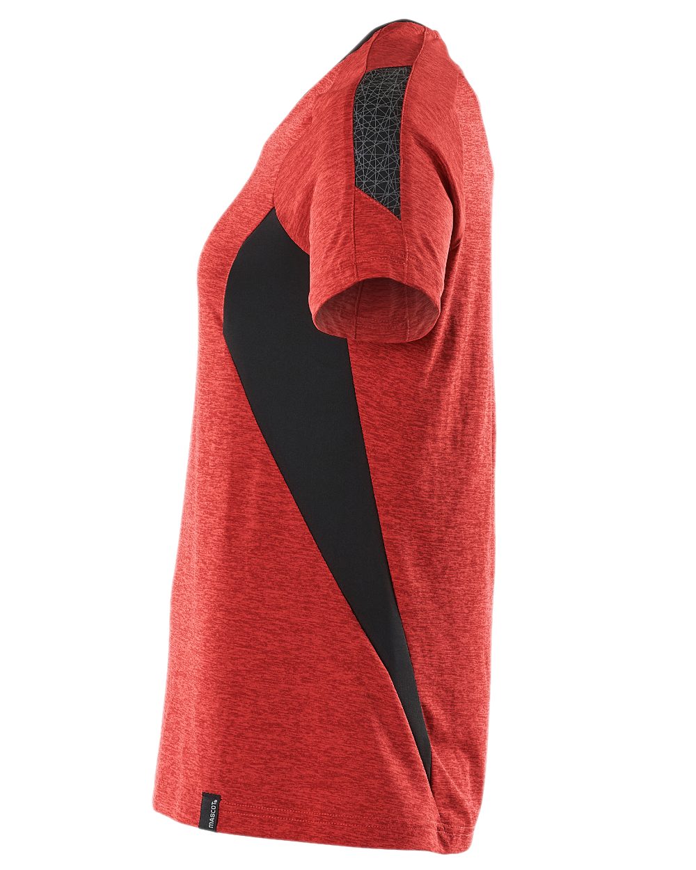 Traffic Red Black Coloured Mascot Womens Accelerate V-Neck T-Shirt on white background