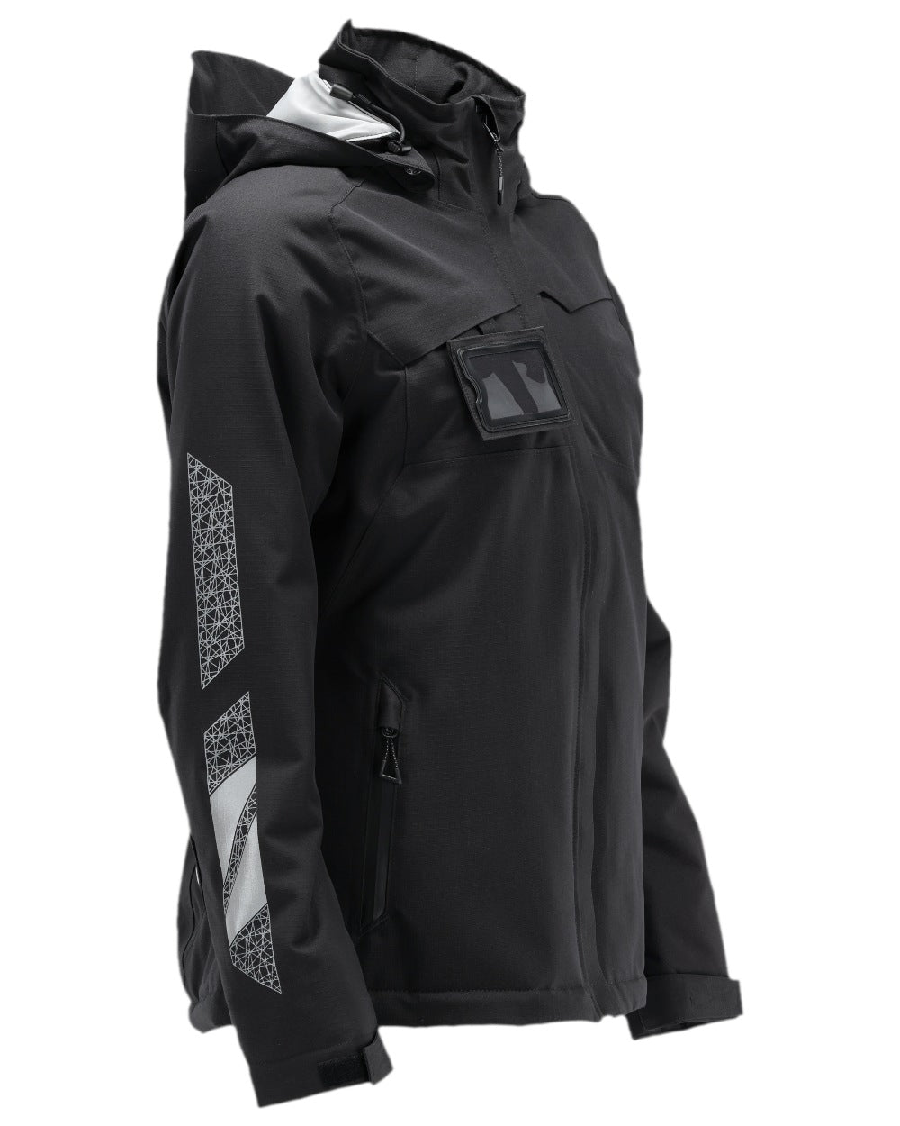 Black Coloured Mascot Womens Accelerate Winter Jacket on white background