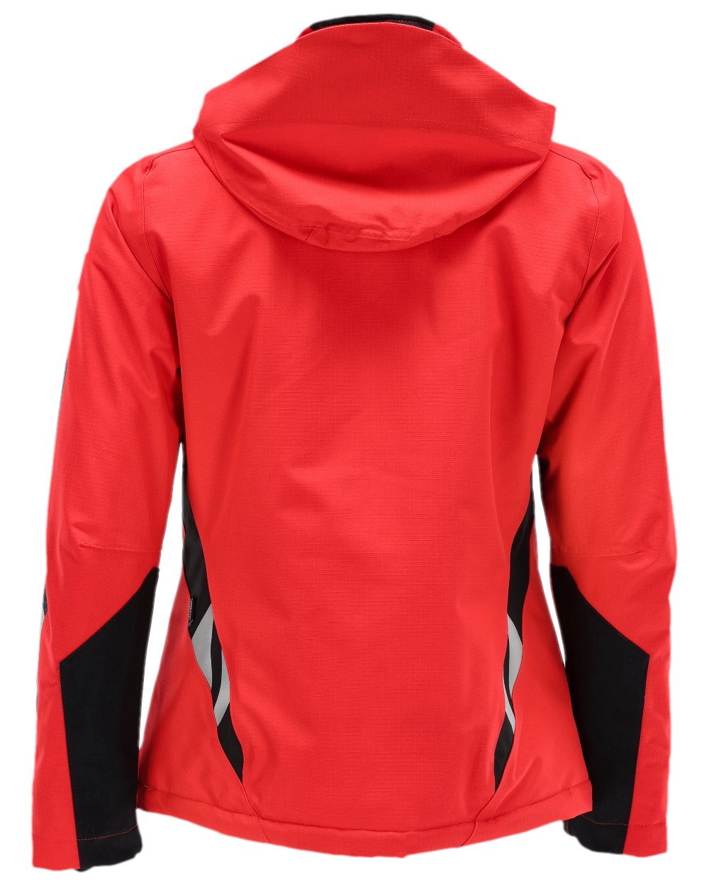 Traffic Red Black Coloured Mascot Womens Accelerate Winter Jacket on white background