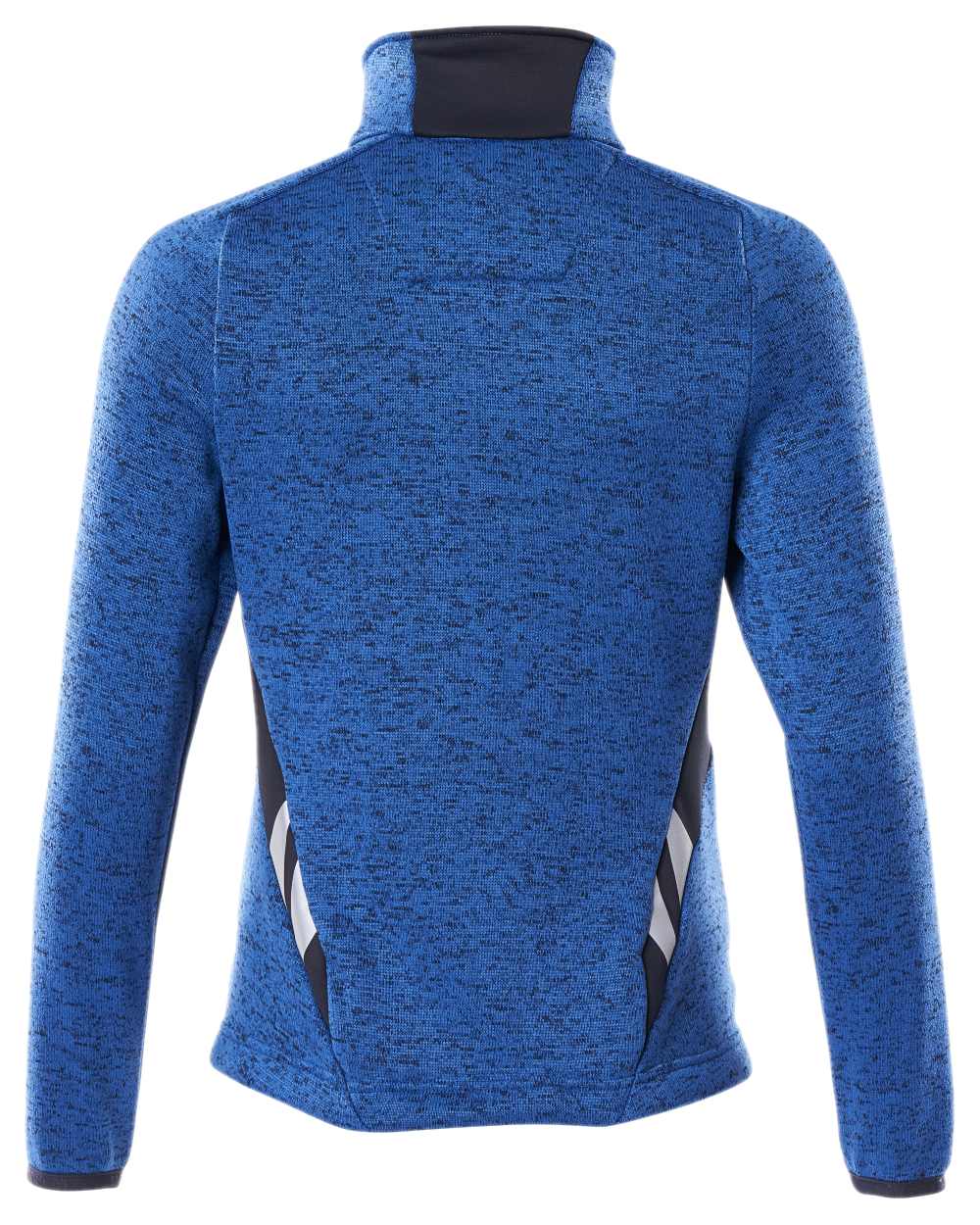 Azure Blue Dark Navy Coloured Mascot Workwear Accelerate Knitted Jumper With Zipper on white background
