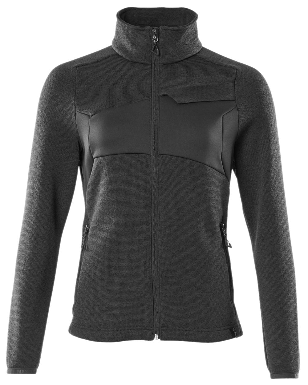 Black Coloured Mascot Workwear Accelerate Knitted Jumper With Zipper on white background