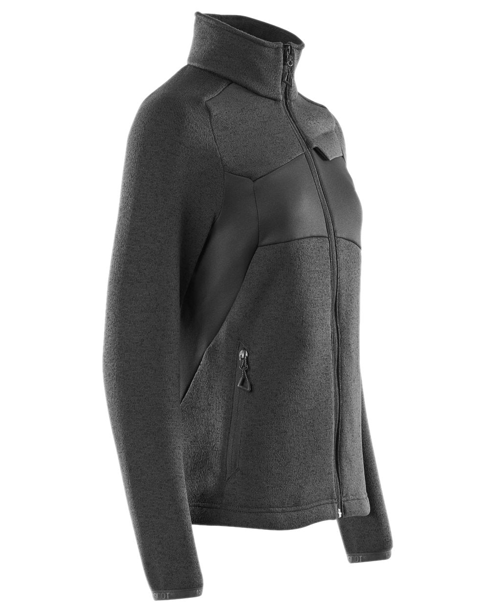 Black Coloured Mascot Workwear Accelerate Knitted Jumper With Zipper on white background