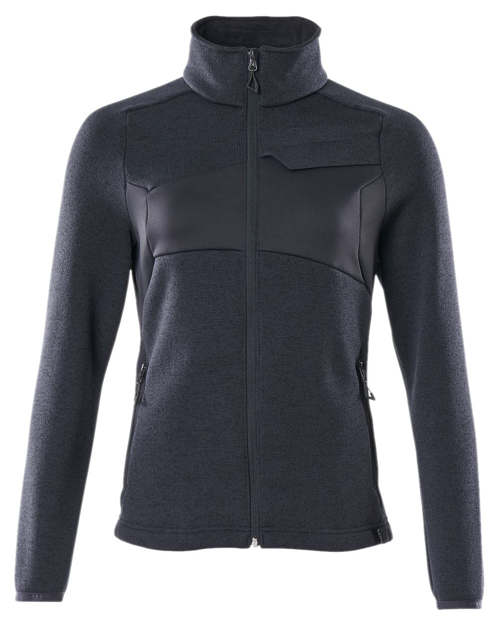 Dark Navy Coloured Mascot Workwear Accelerate Knitted Jumper With Zipper on white background