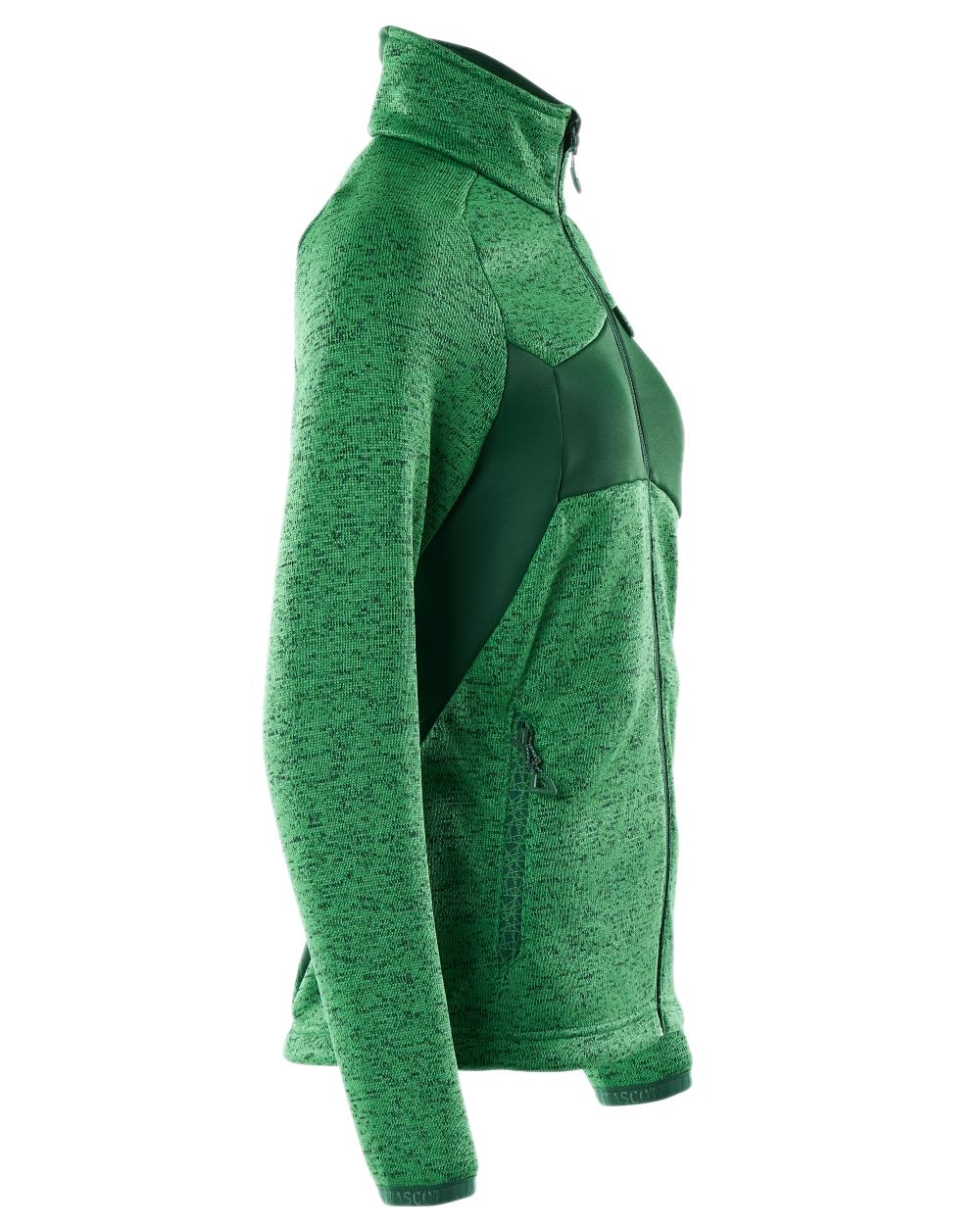 Grass Green Green Coloured Mascot Workwear Accelerate Knitted Jumper With Zipper on white background