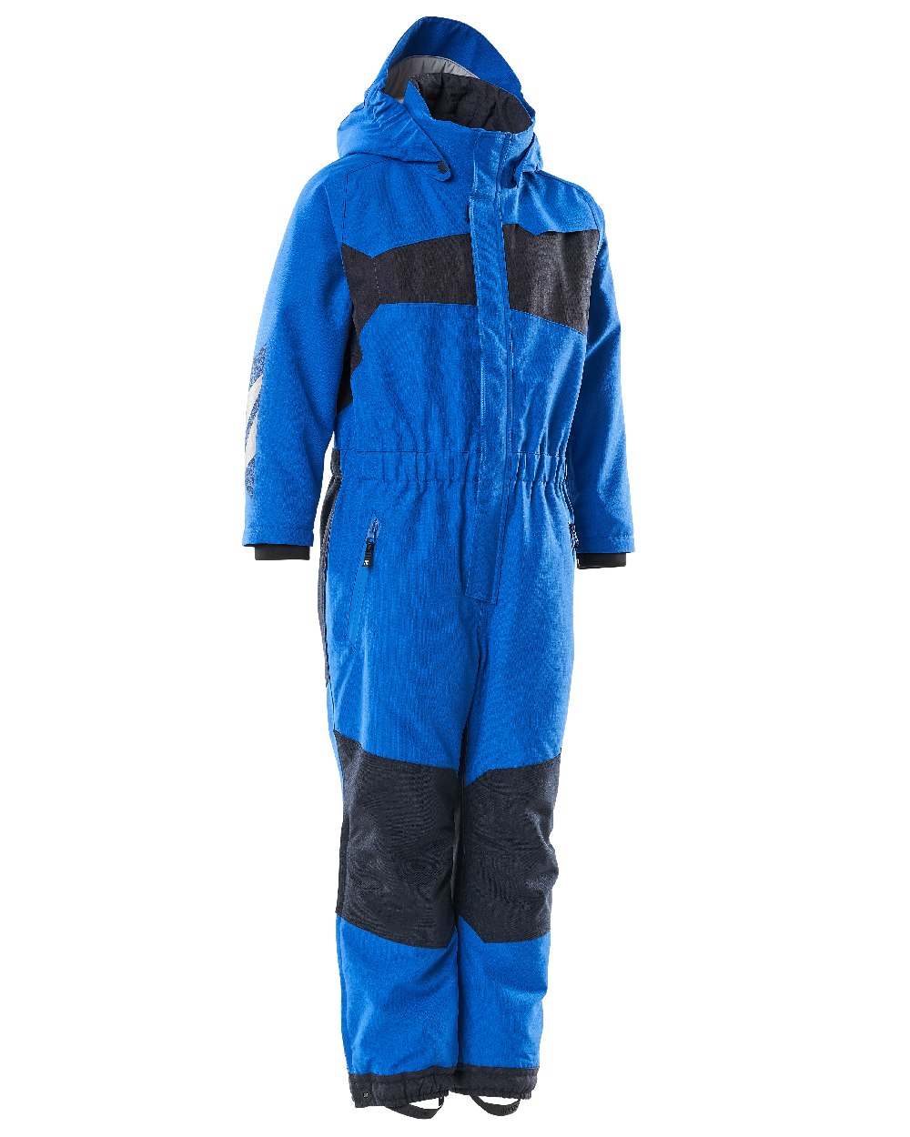 Azure Blue Dark Navy Coloured Mascot Workwear Childrens Accelerate Breathable Snowsuit on white background