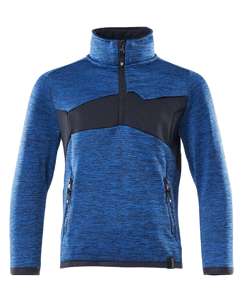Azure Blue Dark Navy Coloured Mascot Workwear Childrens Accelerate Fleece Jumper on white background