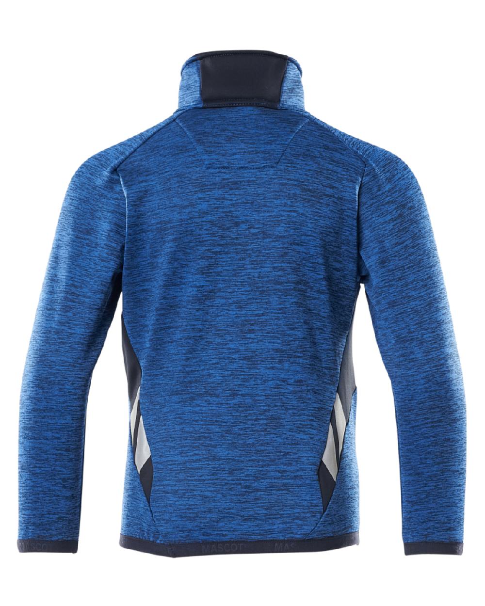 Azure Blue Dark Navy Coloured Mascot Workwear Childrens Accelerate Fleece Jumper on white background