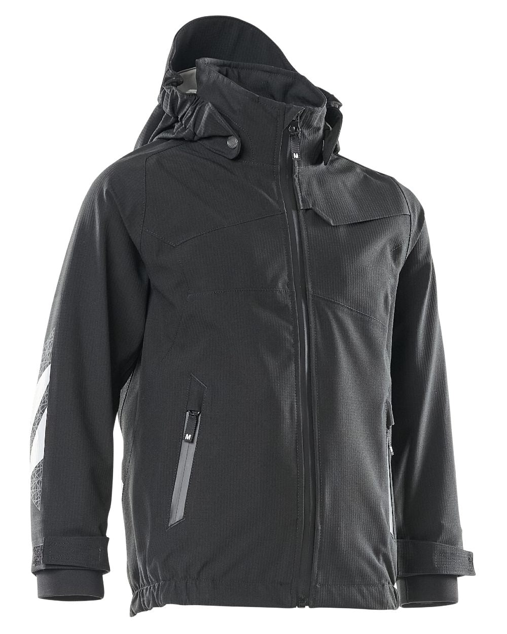 Black Coloured Mascot Workwear Childrens Accelerate Lightweight Outer Shell Jacket on white background