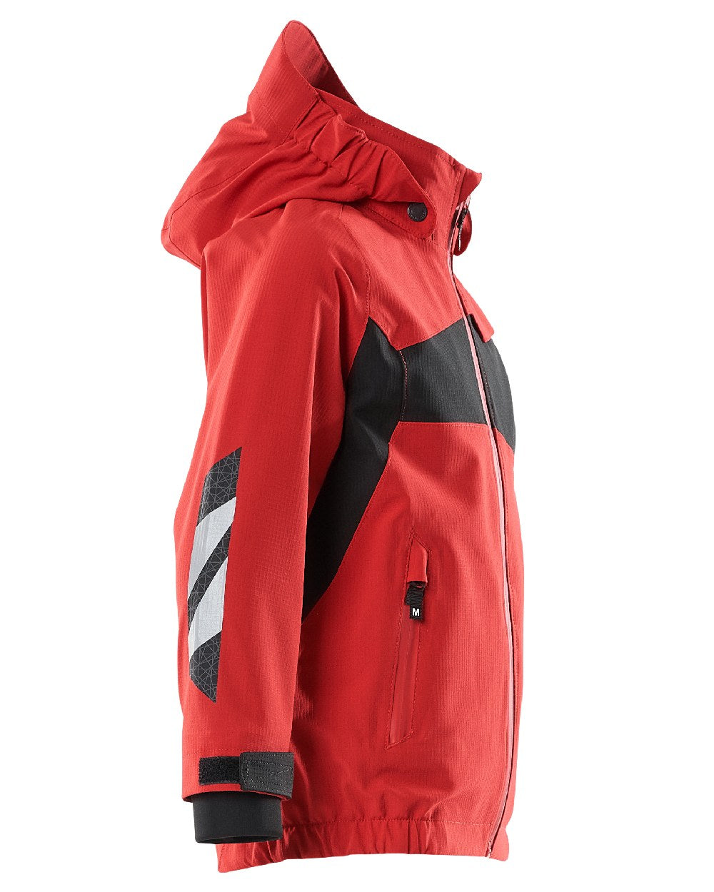 Traffic Red Black Coloured Mascot Workwear Childrens Accelerate Lightweight Outer Shell Jacket on outdoor background