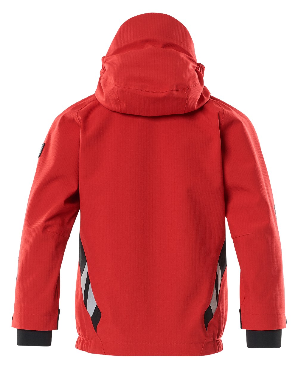 Traffic Red Black Coloured Mascot Workwear Childrens Accelerate Lightweight Outer Shell Jacket on outdoor background