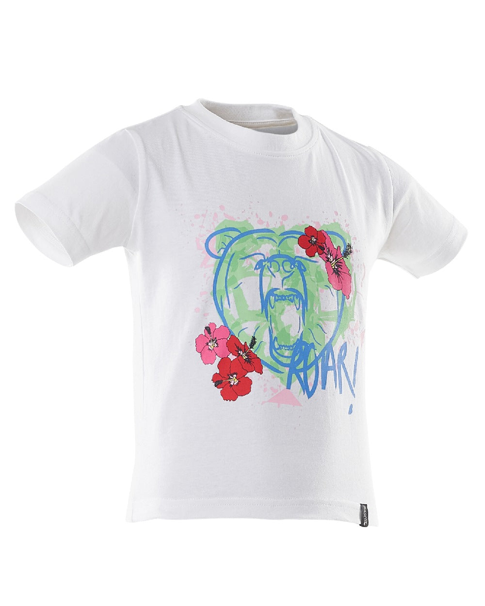 White Coloured Mascot Workwear Childrens Accelerate Print T-Shirt on white background
