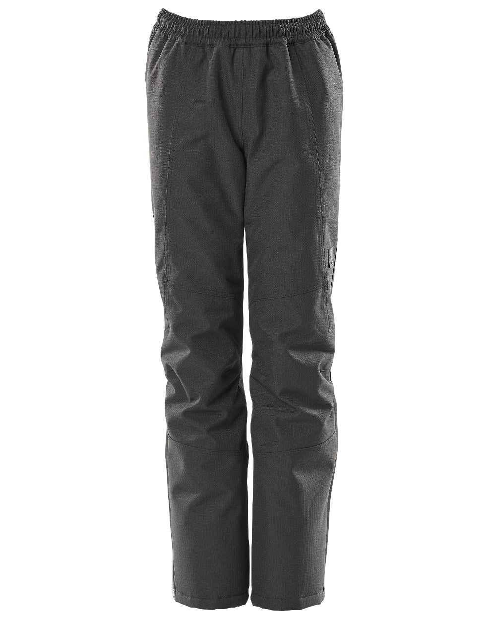 Black Coloured Mascot Workwear Childrens Accelerate Waterproof Over Trousers on white background