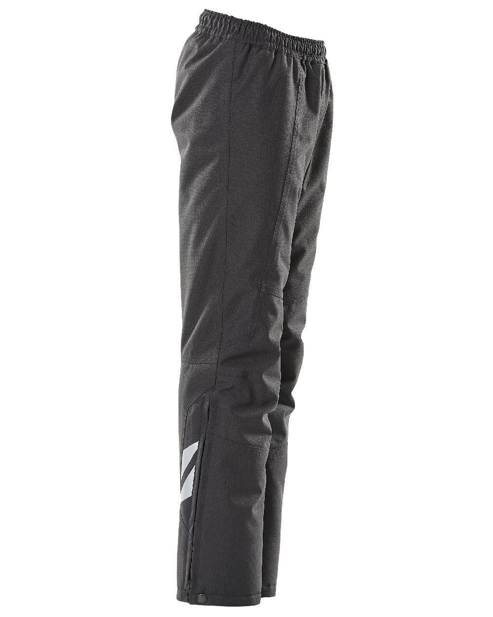 Black Coloured Mascot Workwear Childrens Accelerate Waterproof Over Trousers on white background