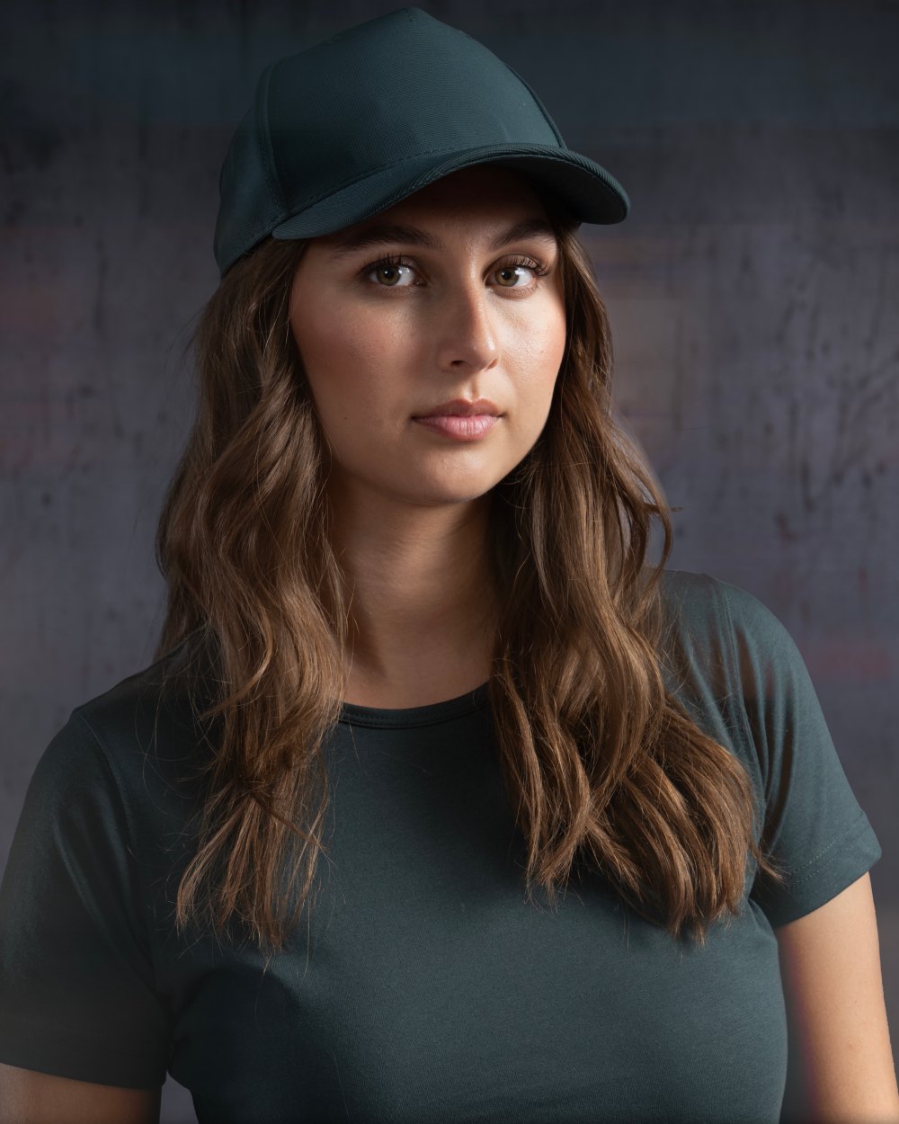 Forest Green Coloured Mascot Workwear Customized Adjustable Cap on indoor background
