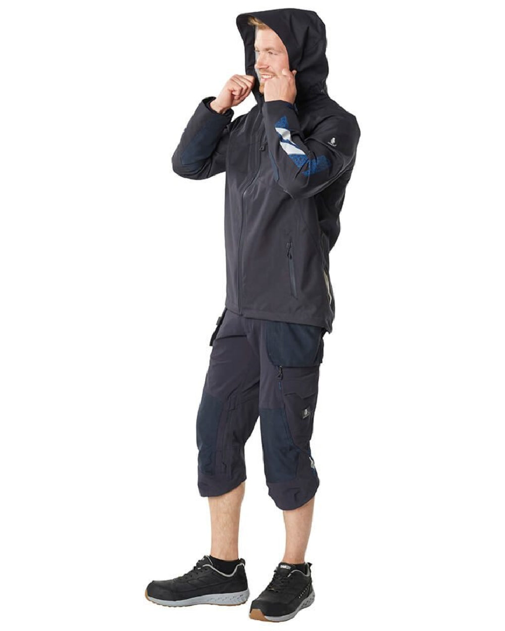 Dark Navy Coloured Mascot Workwear Mens Accelerate 3/4 Length Trousers With Holster Pockets on white background