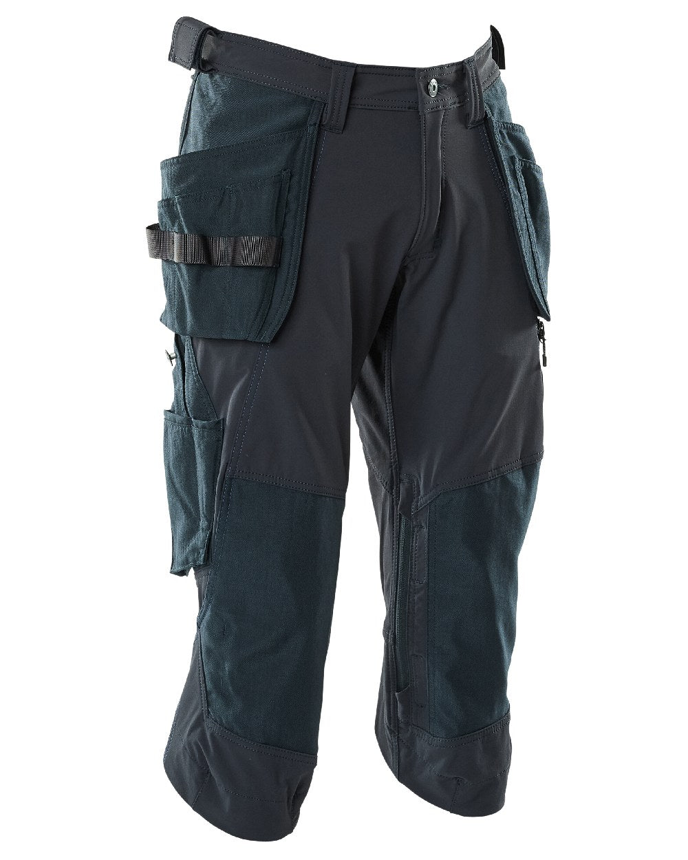 Dark Navy Coloured Mascot Workwear Mens Accelerate 3/4 Length Trousers With Holster Pockets on white background