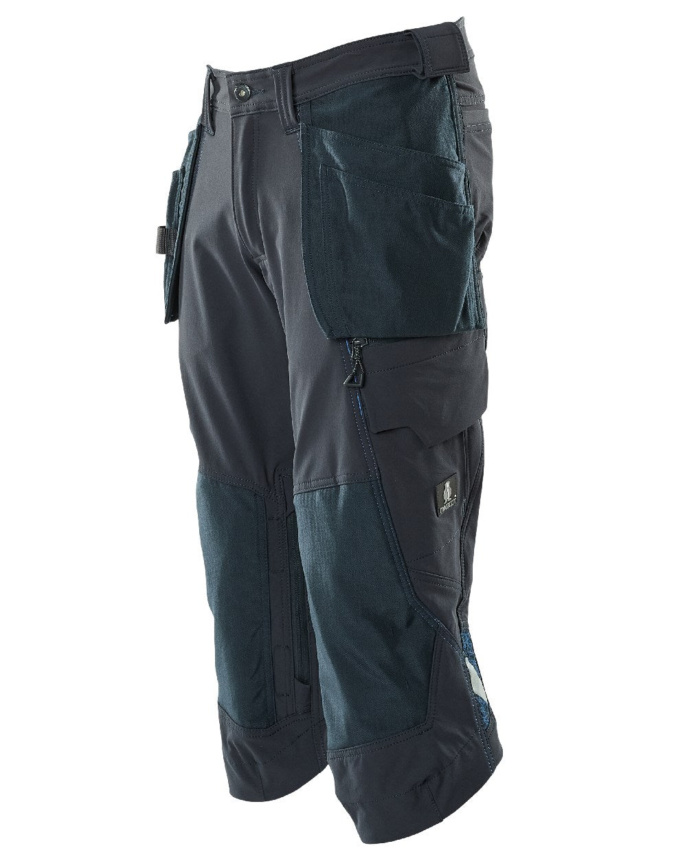 Dark Navy Coloured Mascot Workwear Mens Accelerate 3/4 Length Trousers With Holster Pockets on white background