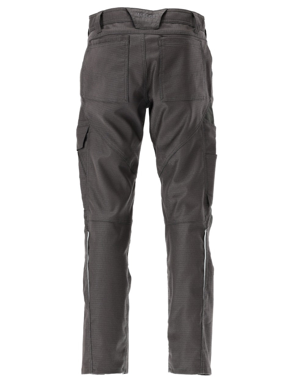 Dark Anthracite Coloured Mascot Workwear Mens Accelerate Cotton Trousers With Kneepad Pockets on white background