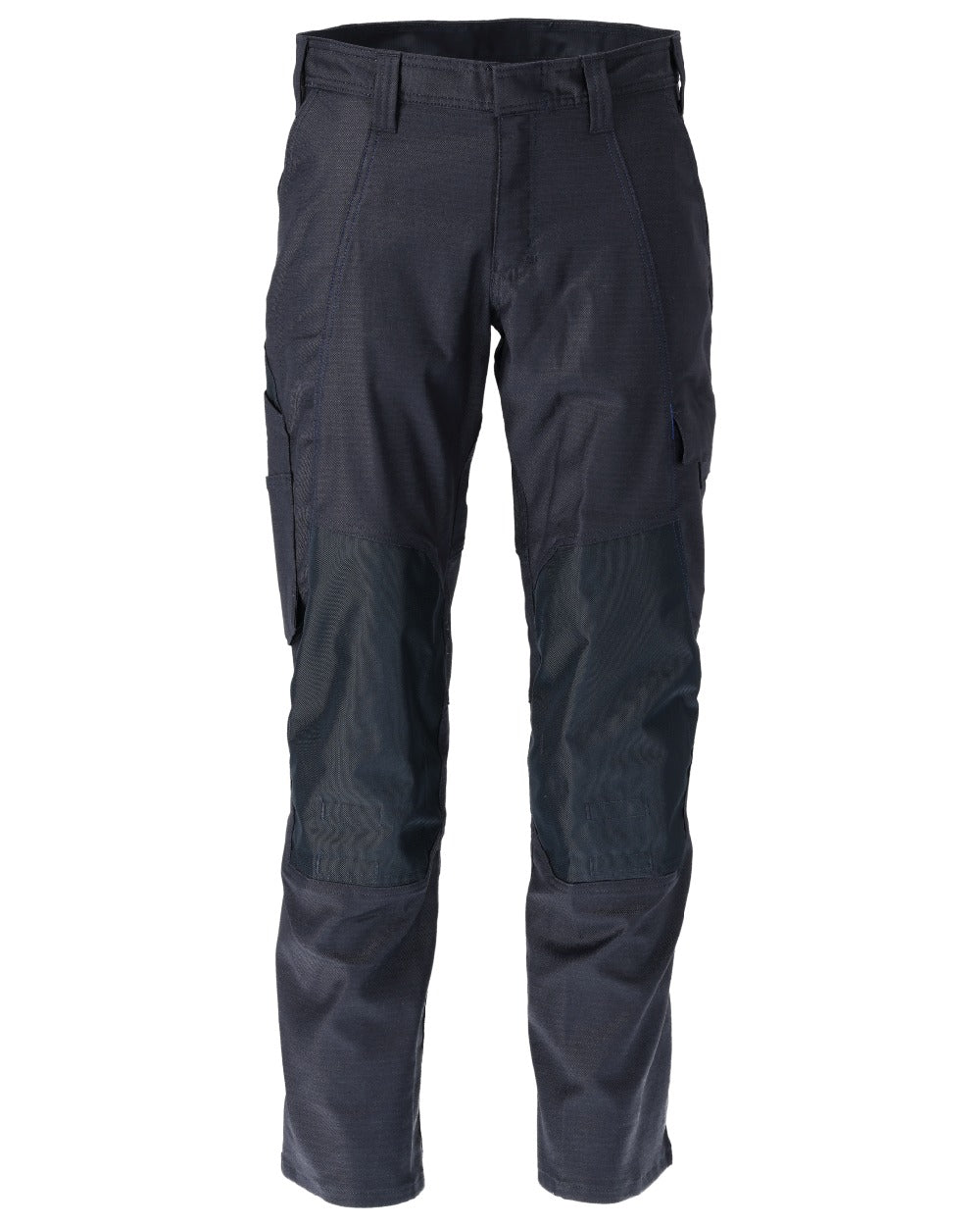 Dark Navy Coloured Mascot Workwear Mens Accelerate Cotton Trousers With Kneepad Pockets on white background