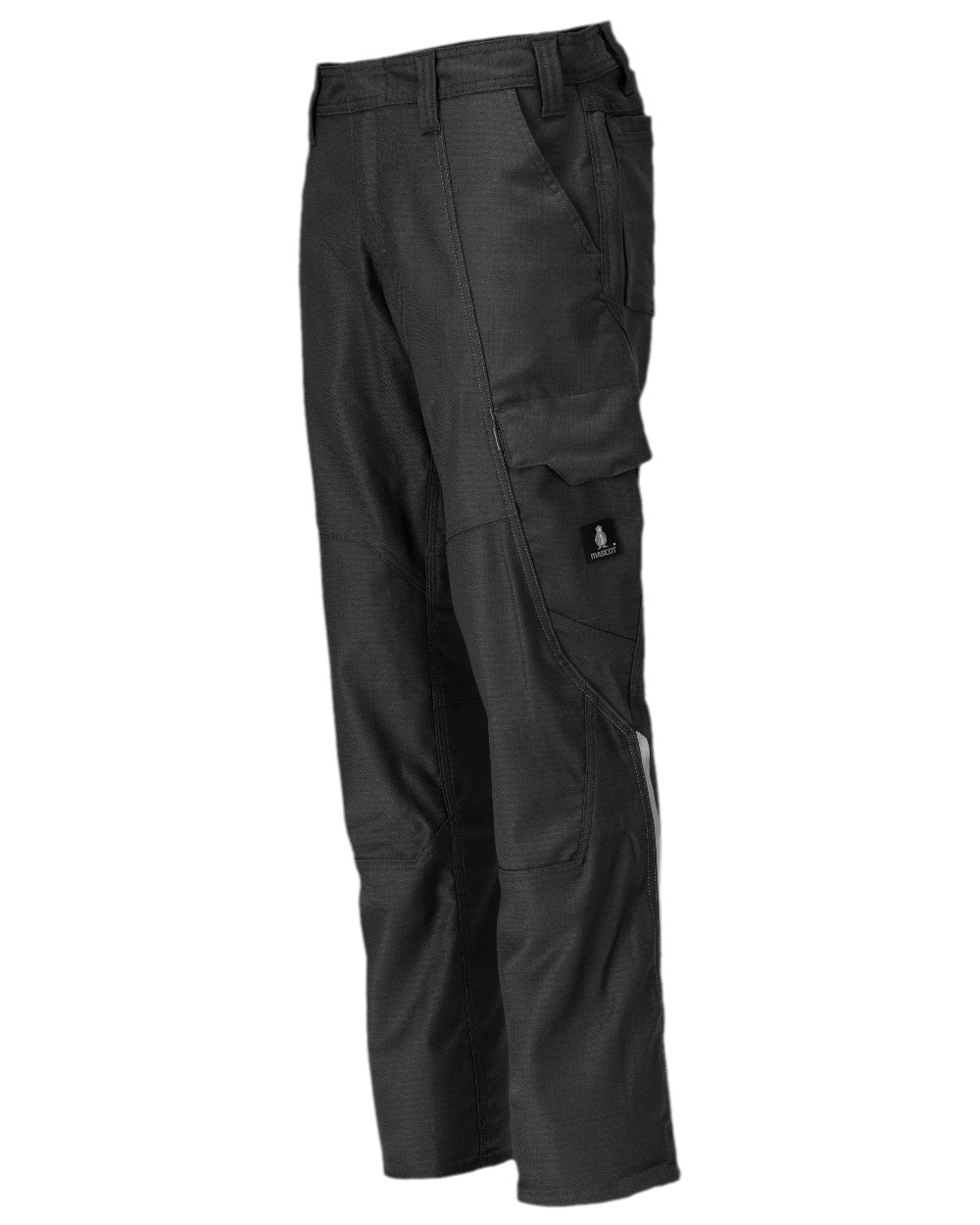 Black Coloured Mascot Workwear Mens Accelerate Cotton Trousers With Thigh Pockets on white background