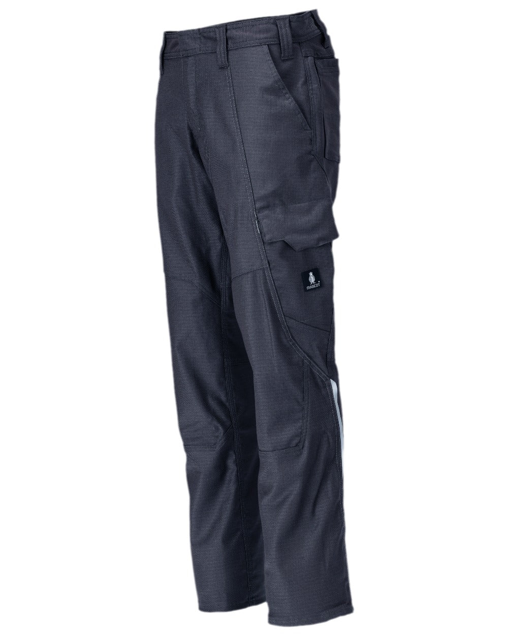 Dark Navy Coloured Mascot Workwear Mens Accelerate Cotton Trousers With Thigh Pockets on white background