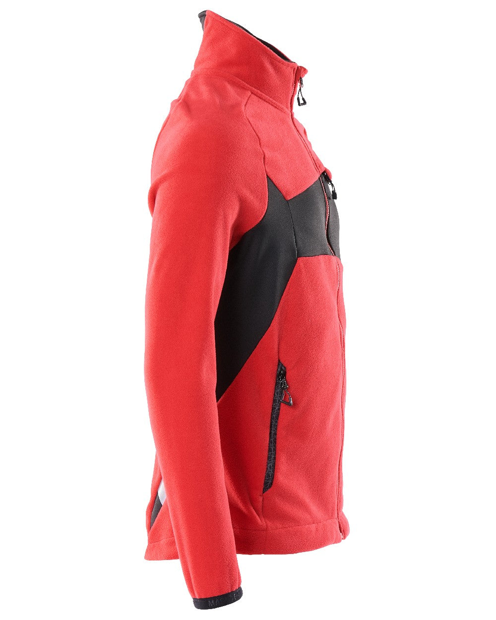 Traffic Red Black Coloured Mascot Workwear Mens Accelerate Fleece Jacket on white background