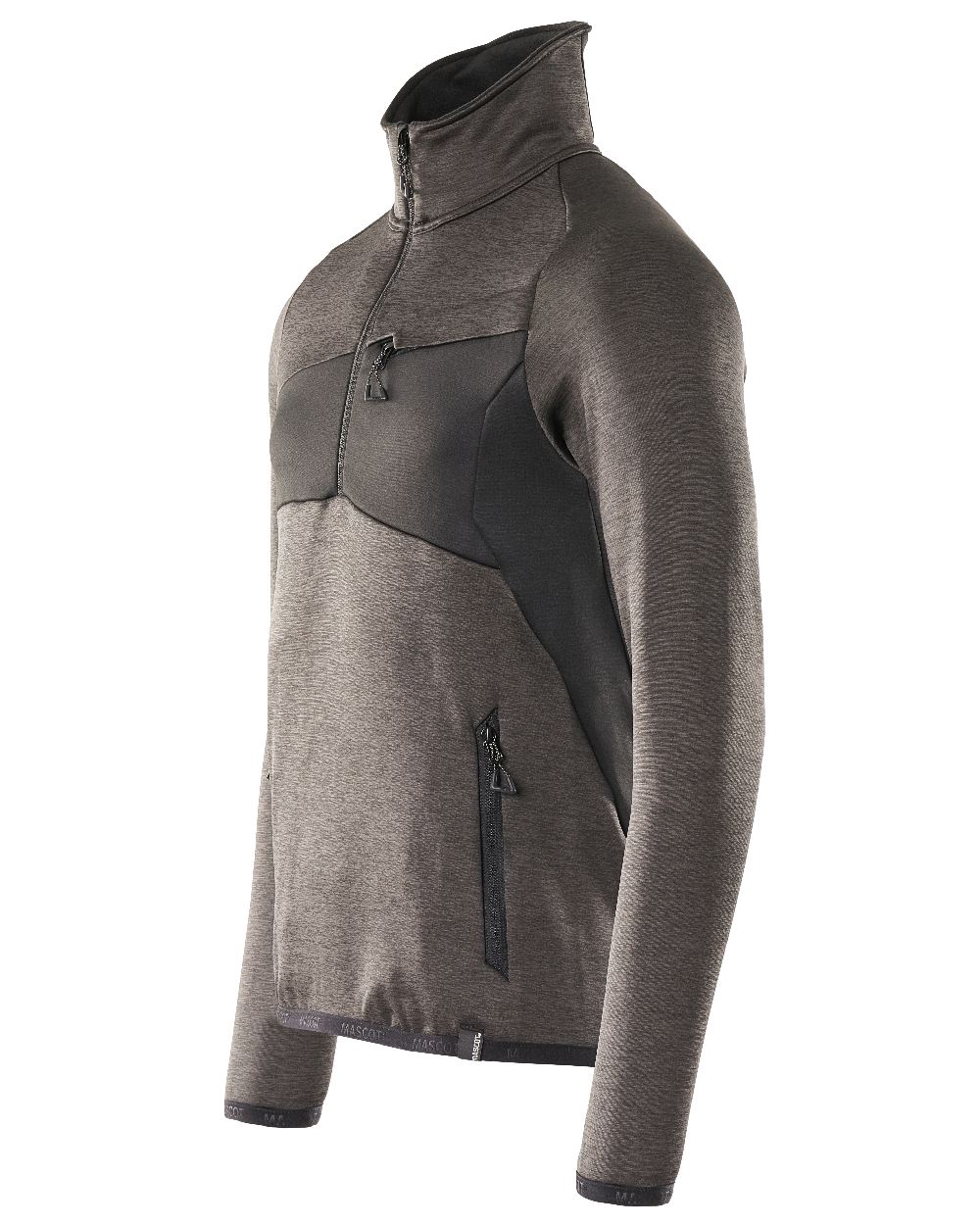 Dark Anthracite Black Coloured Mascot Workwear Mens Accelerate Fleece Jumper With Half Zip on white background