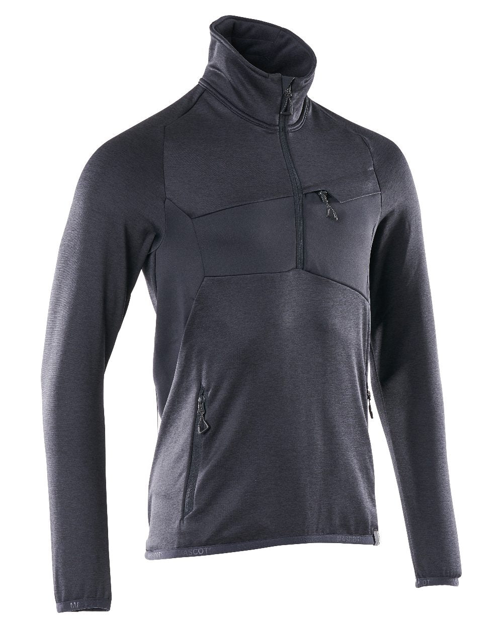 Dark Navy Coloured Mascot Workwear Mens Accelerate Fleece Jumper With Half Zip on white background