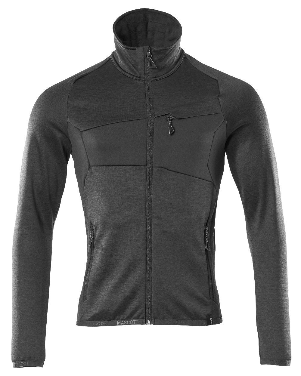 Black Coloured Mascot Workwear Mens Accelerate Fleece Jumper With Zipper on white background