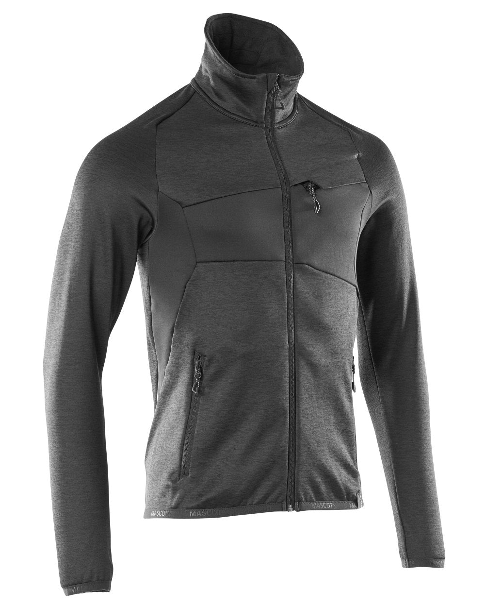 Black Coloured Mascot Workwear Mens Accelerate Fleece Jumper With Zipper on white background
