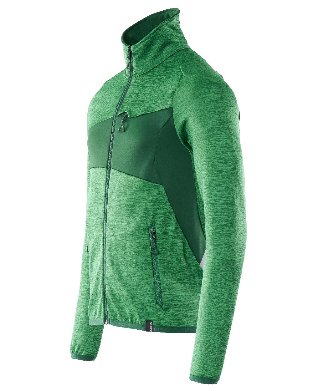 Grass Green Coloured Mascot Workwear Mens Accelerate Fleece Jumper With Zipper on white background