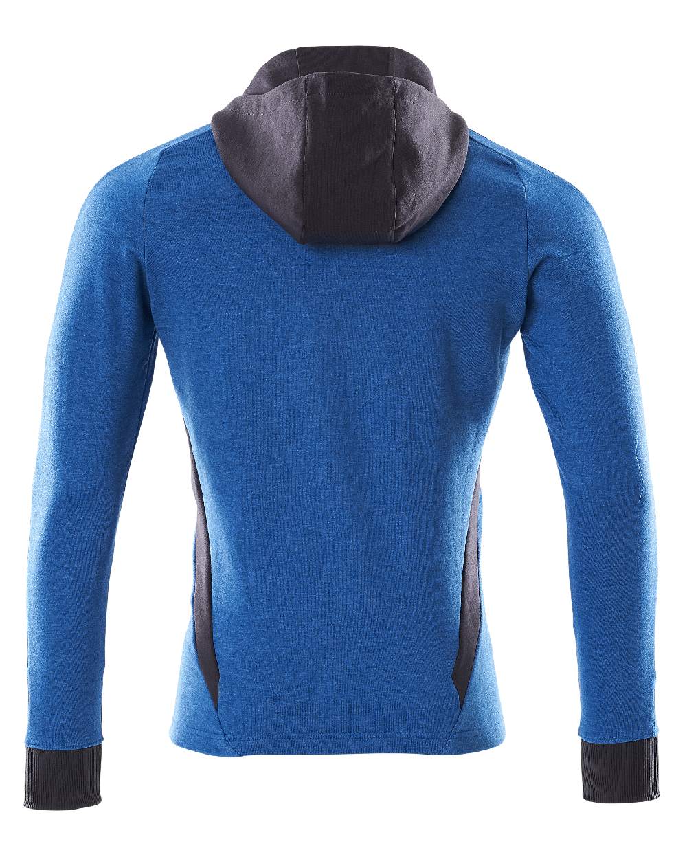 Azure Blue Dark Navy Coloured Mascot Workwear Mens Accelerate Hoodie With Zipper on white background