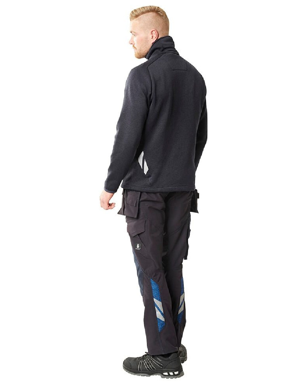 Black Coloured Mascot Workwear Mens Accelerate Knitted Jumper With Zipper on white background